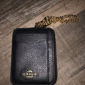 Coach black leather credit card wallet